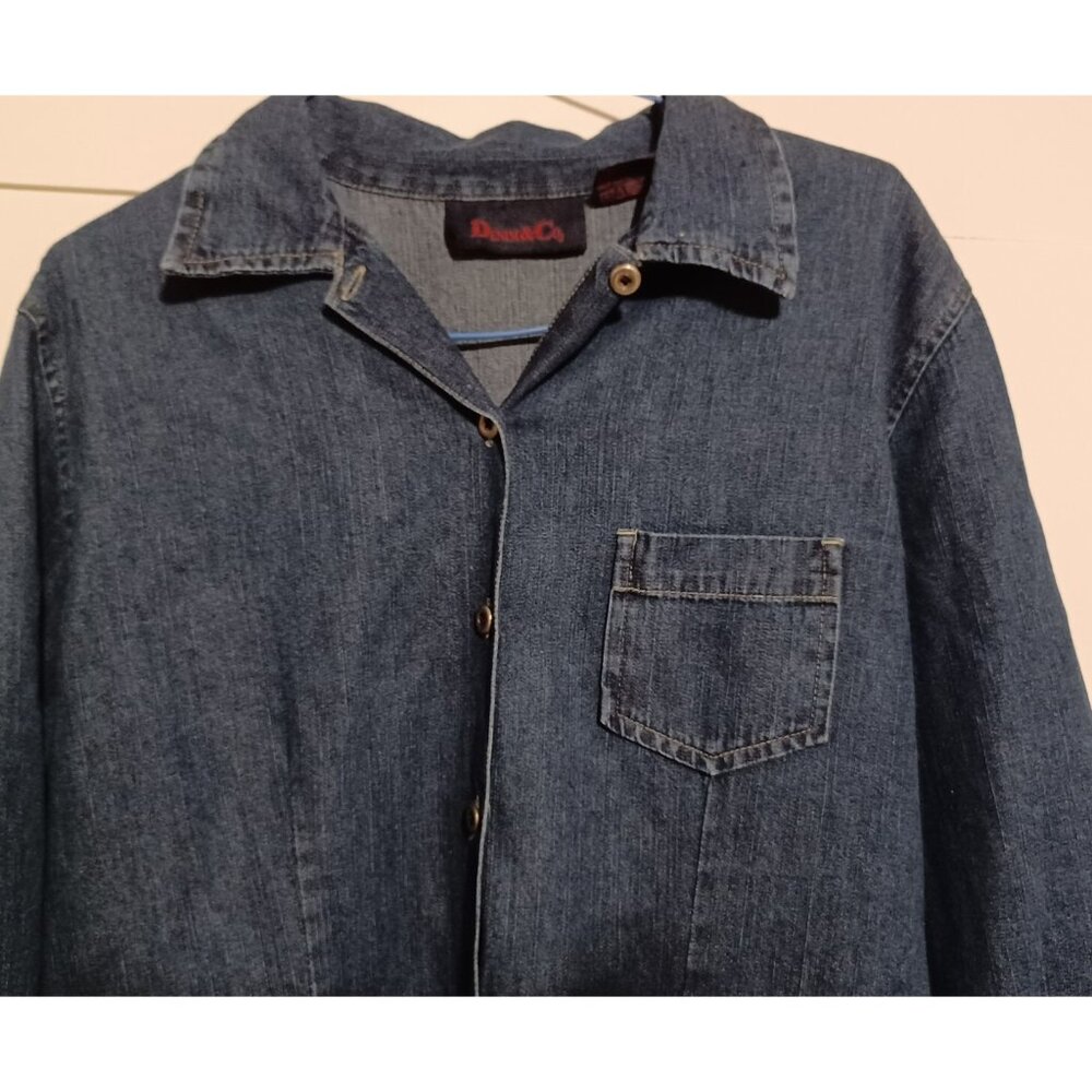 Denim & Co. Denim Jacket Womens S Floral Embroidered Blue Button Front - Picture 4 of 6